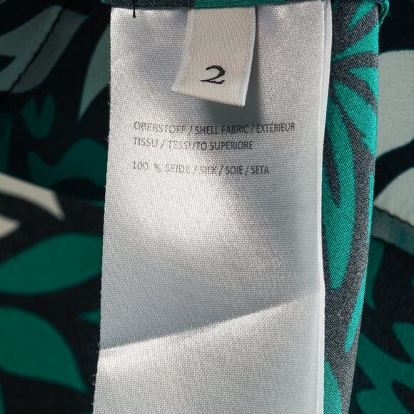 Dorothee Schumacher Green Botanical Print Silk Button Up Collar & Cuff Blouse - Picture 9 of 10